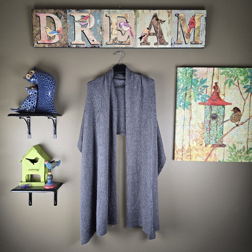 Wooden Ships Gray Wool Mohair Blend Scarf Wrap Poncho